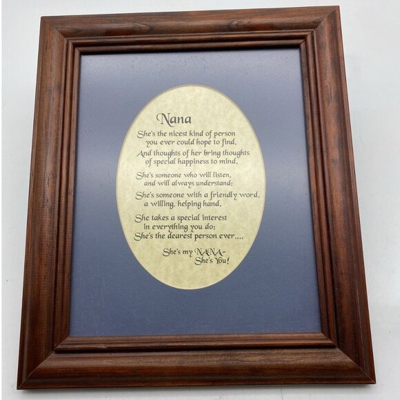 Vintage Wall Art Wood Framed Nana Poem Blue Mat Mothers‎ Day Author Unknown Y2K - Picture 1 of 9